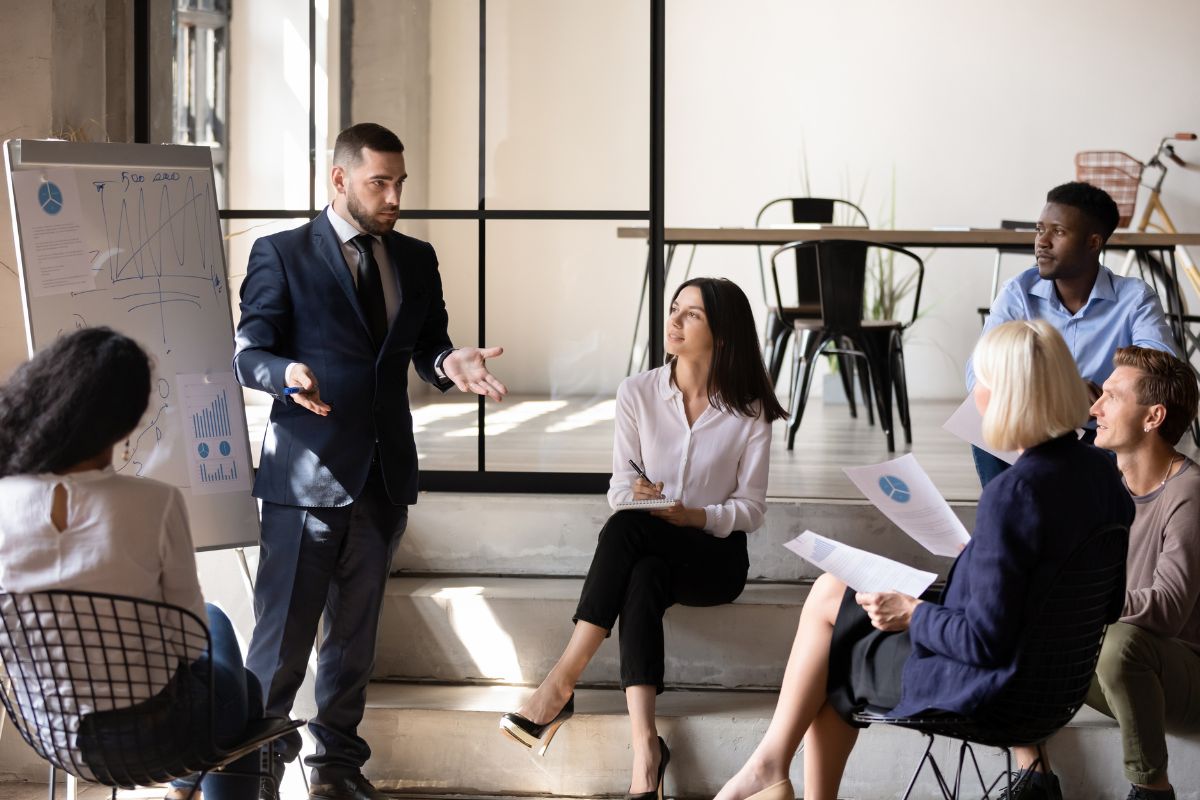 people are in meeting and discussing